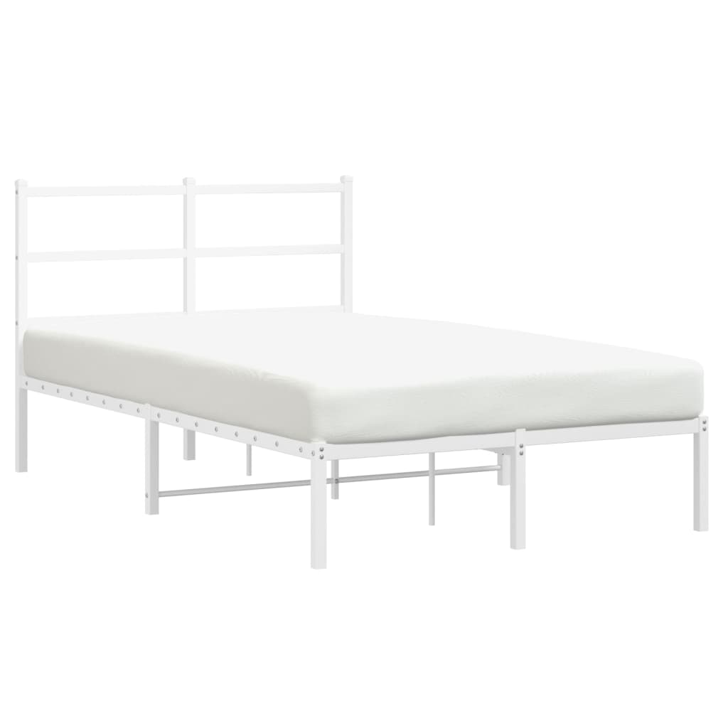 Metal Bed Frame without Mattress with Headboard White 120x190cm