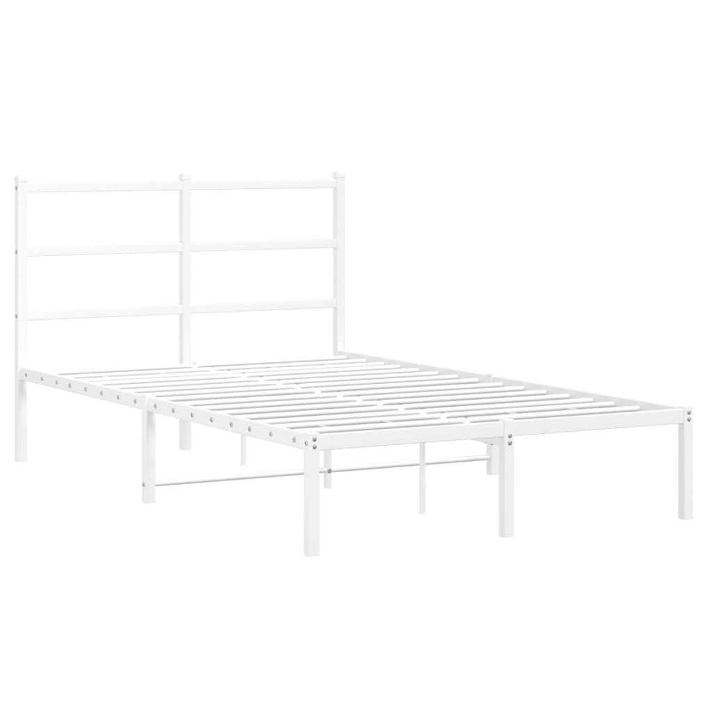 Metal Bed Frame without Mattress with Headboard White 120x190cm