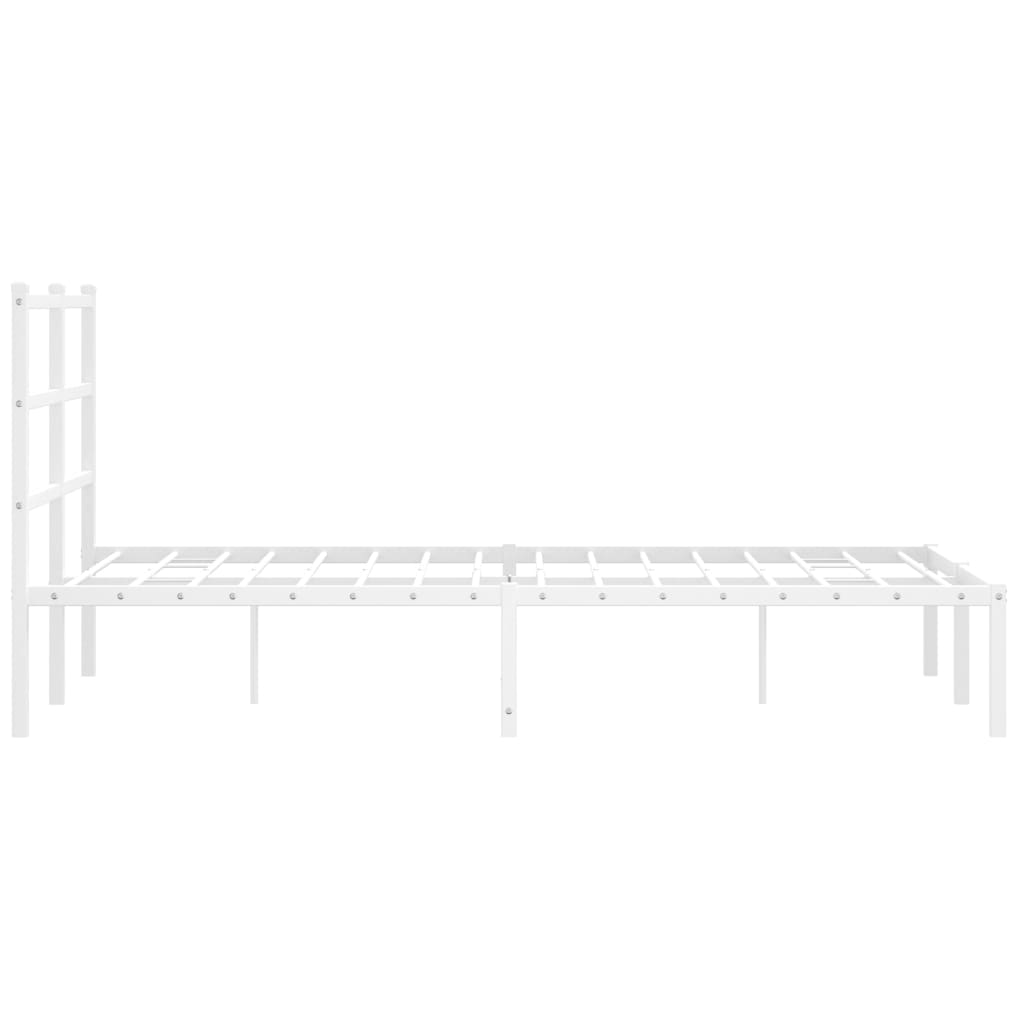 Metal Bed Frame without Mattress with Headboard White 120x190cm