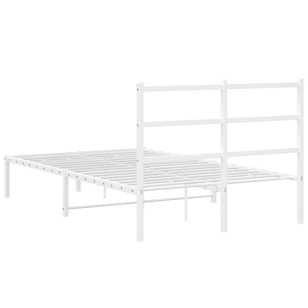 Metal Bed Frame without Mattress with Headboard White 120x190cm