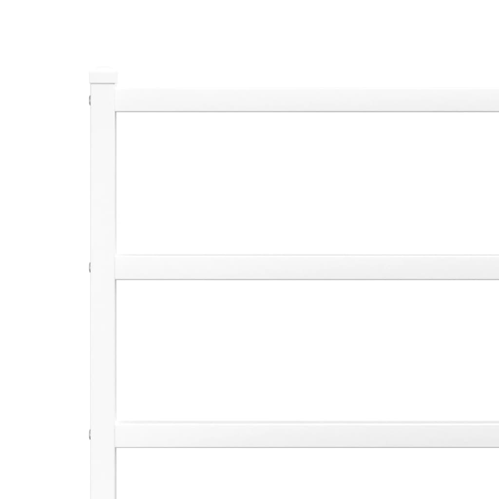 Metal Bed Frame without Mattress with Headboard White 120x190cm