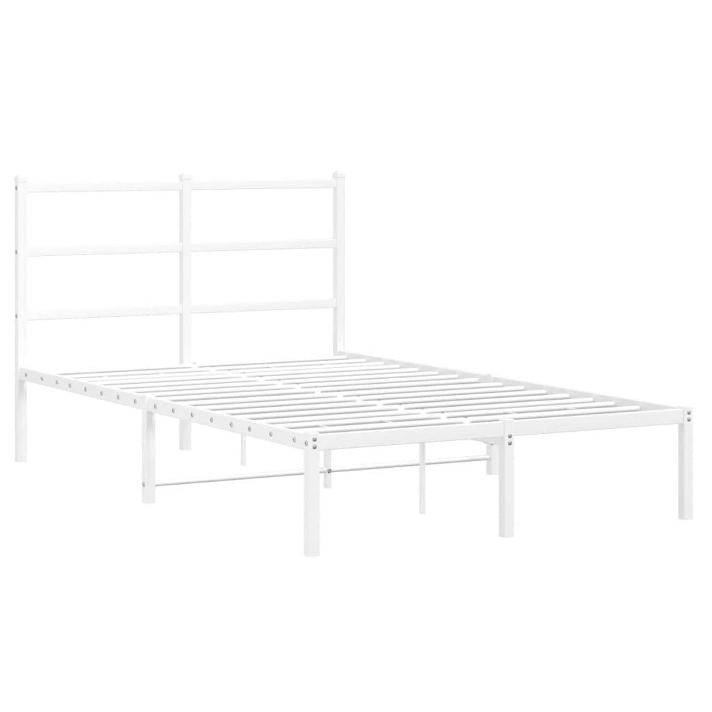 Metal Bed Frame without Mattress with Headboard White 120x200cm