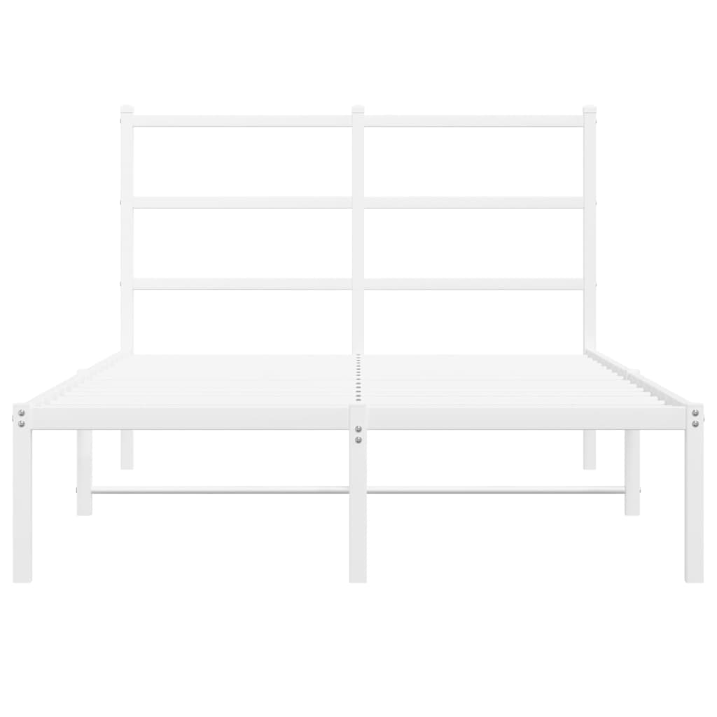 Metal Bed Frame without Mattress with Headboard White 120x200cm