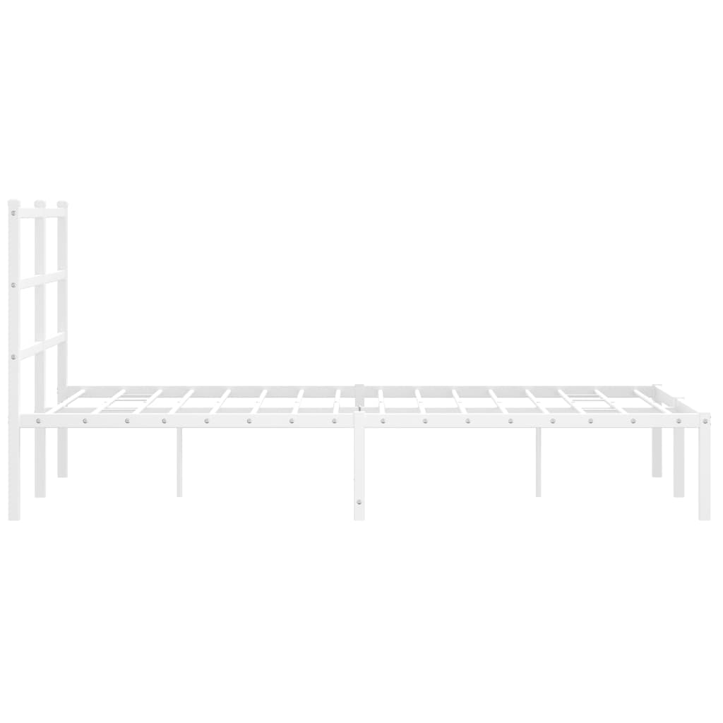 Metal Bed Frame without Mattress with Headboard White 120x200cm
