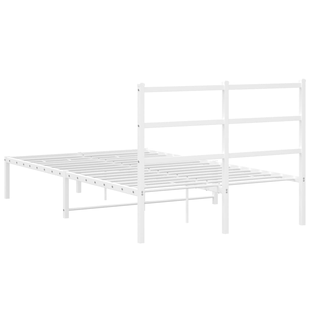 Metal Bed Frame without Mattress with Headboard White 120x200cm