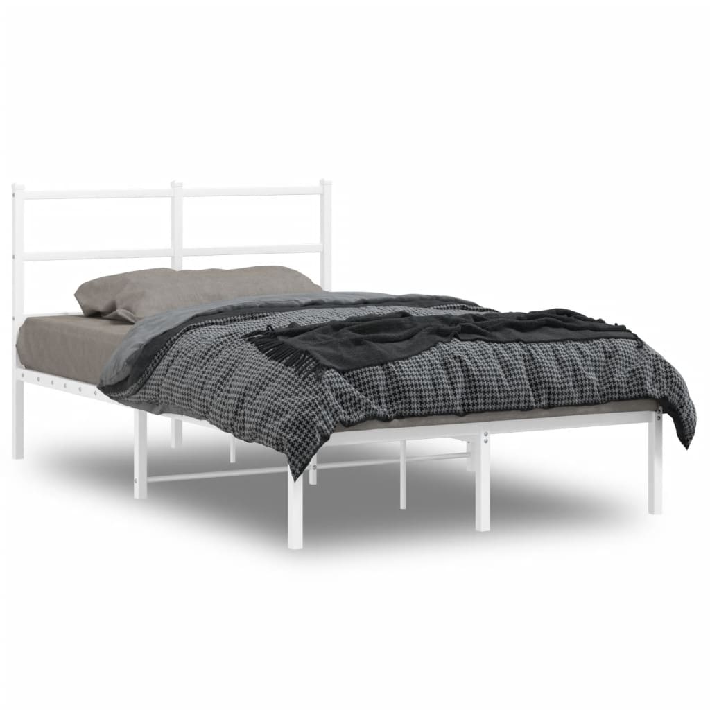 Metal Bed Frame without Mattress with Headboard White 120x200cm