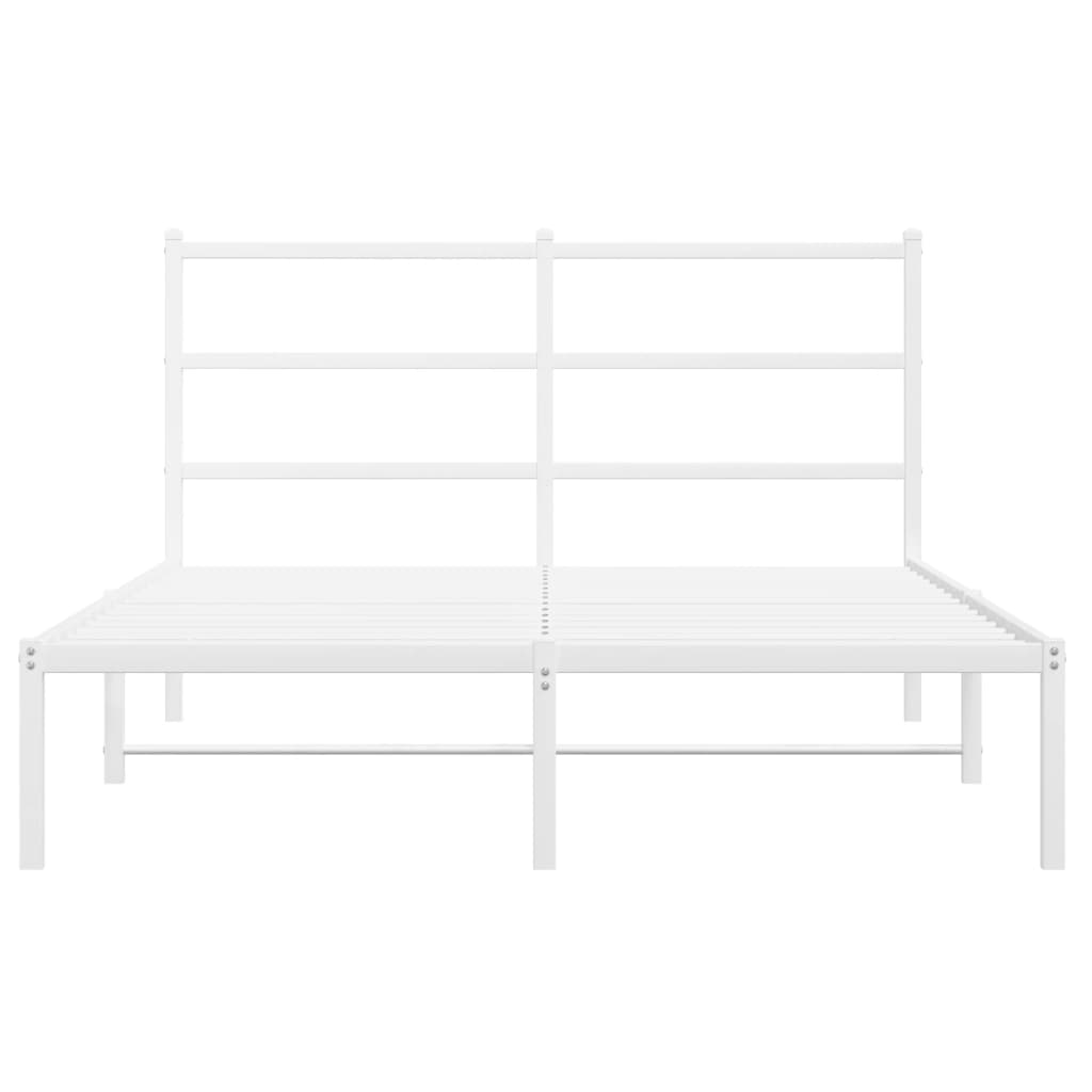 Metal Bed Frame without Mattress with Headboard White 135x190cm
