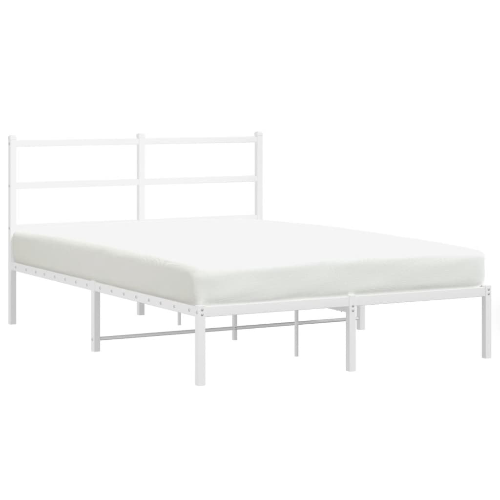 Metal Bed Frame without Mattress with Headboard White 140x190cm