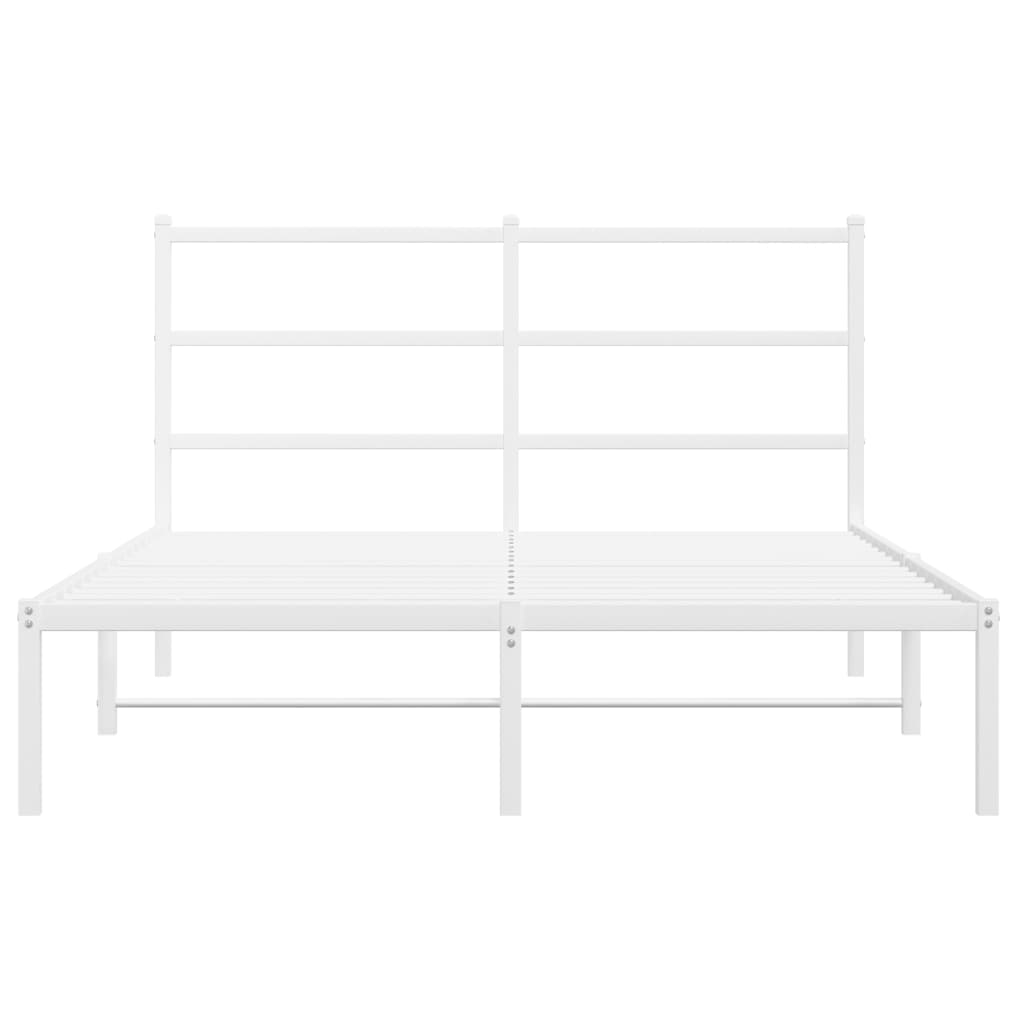 Metal Bed Frame without Mattress with Headboard White 140x190cm