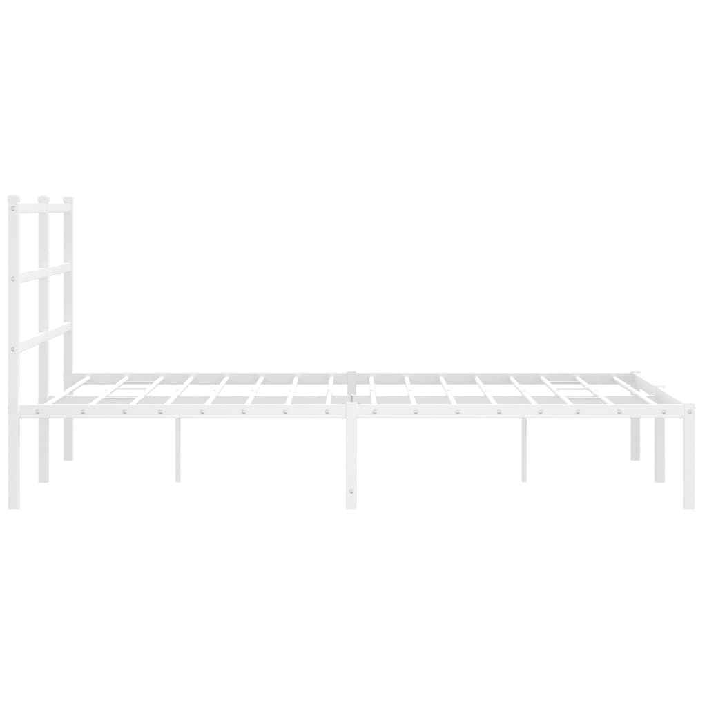 Metal Bed Frame without Mattress with Headboard White 140x190cm