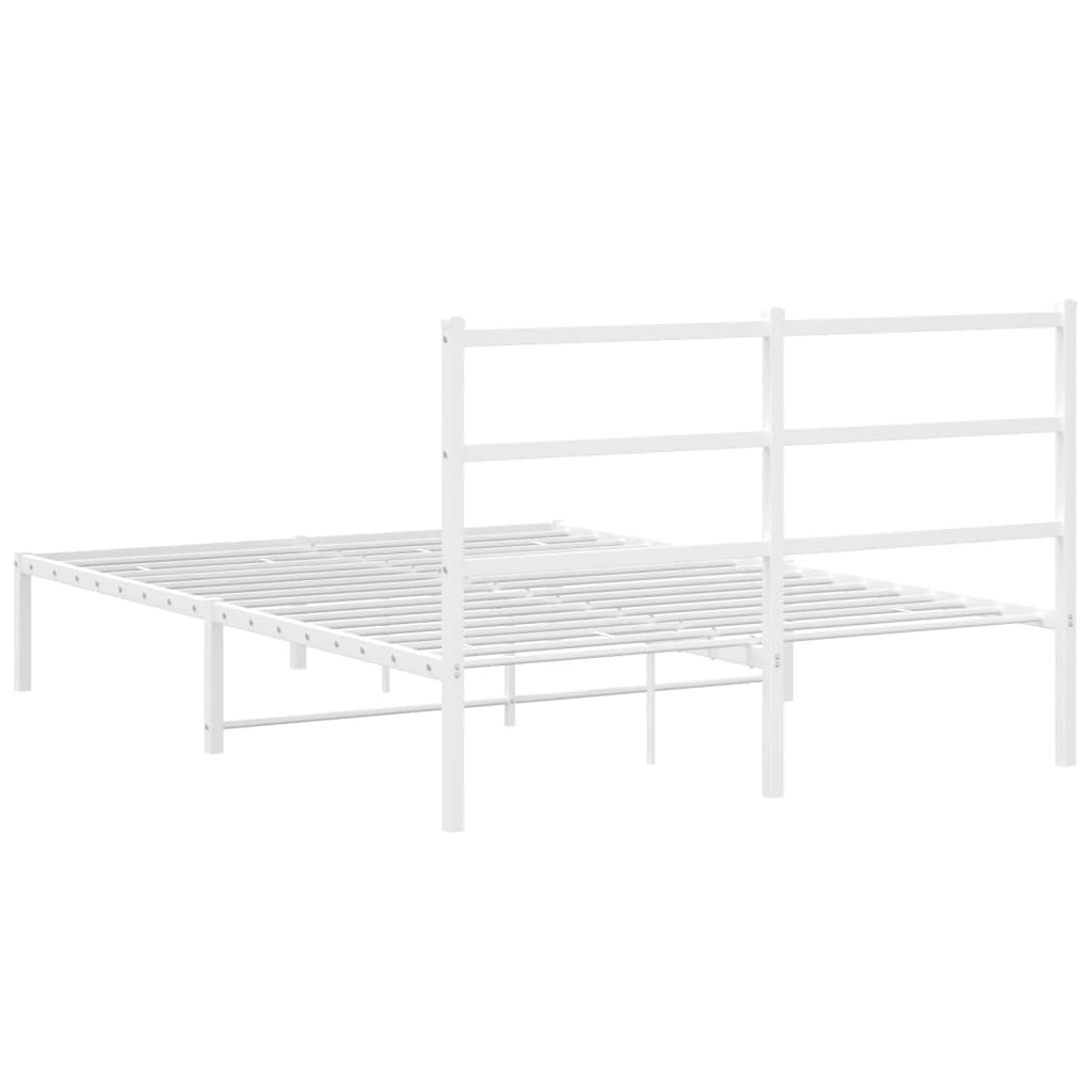 Metal Bed Frame without Mattress with Headboard White 140x190cm