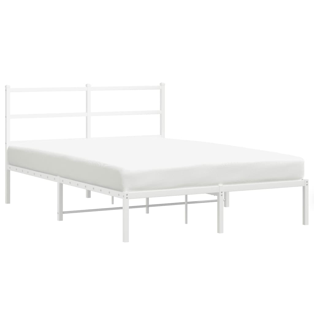 Metal Bed Frame without Mattress with Headboard White 140x200cm