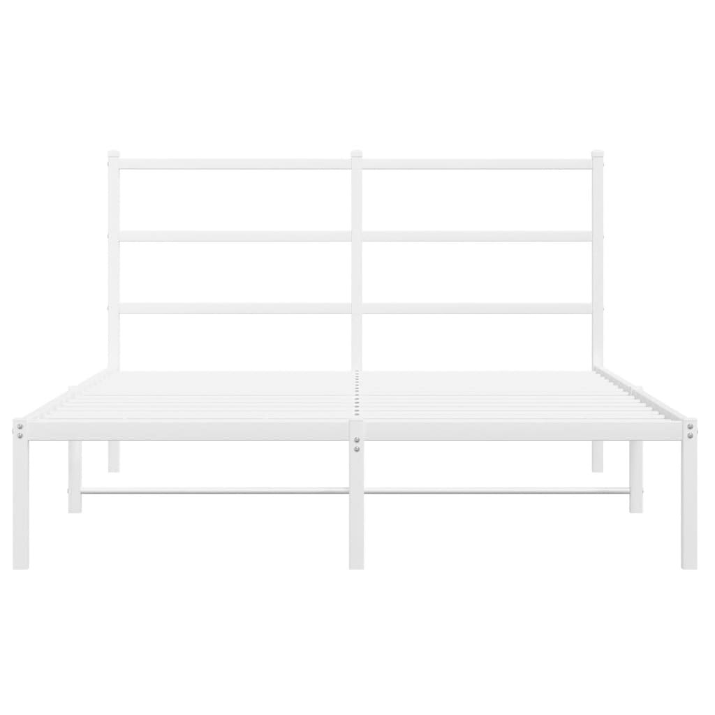 Metal Bed Frame without Mattress with Headboard White 140x200cm