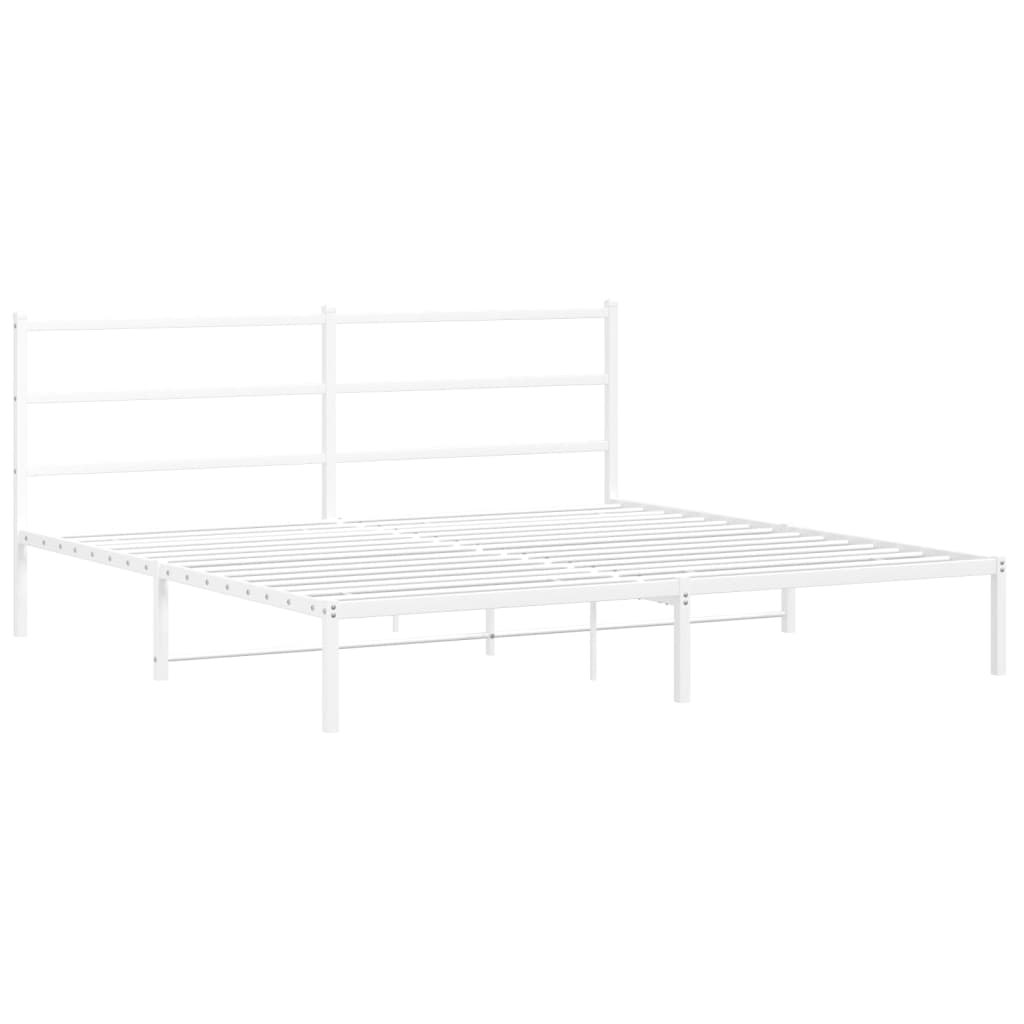 Metal Bed Frame without Mattress with Headboard White 183x213cm