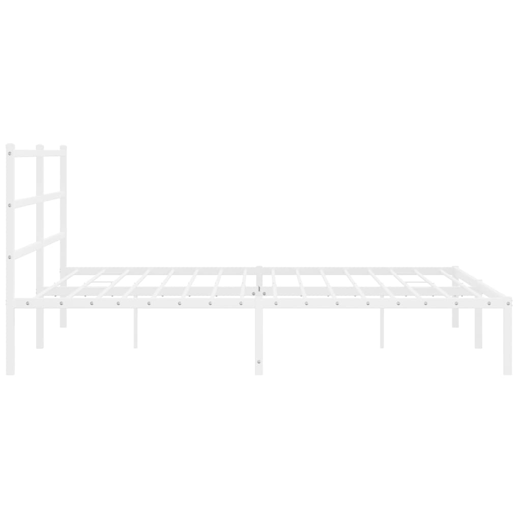 Metal Bed Frame without Mattress with Headboard White 183x213cm