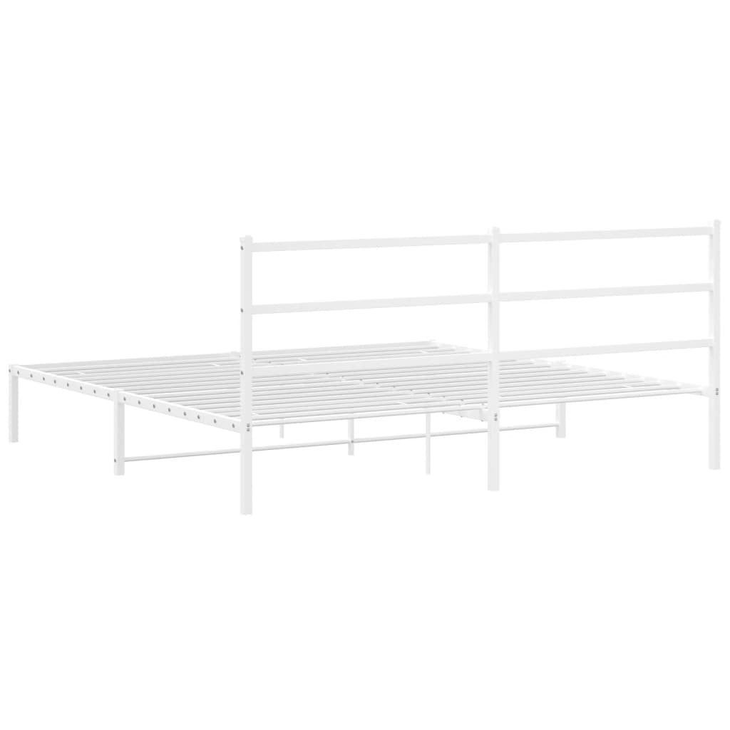 Metal Bed Frame without Mattress with Headboard White 183x213cm