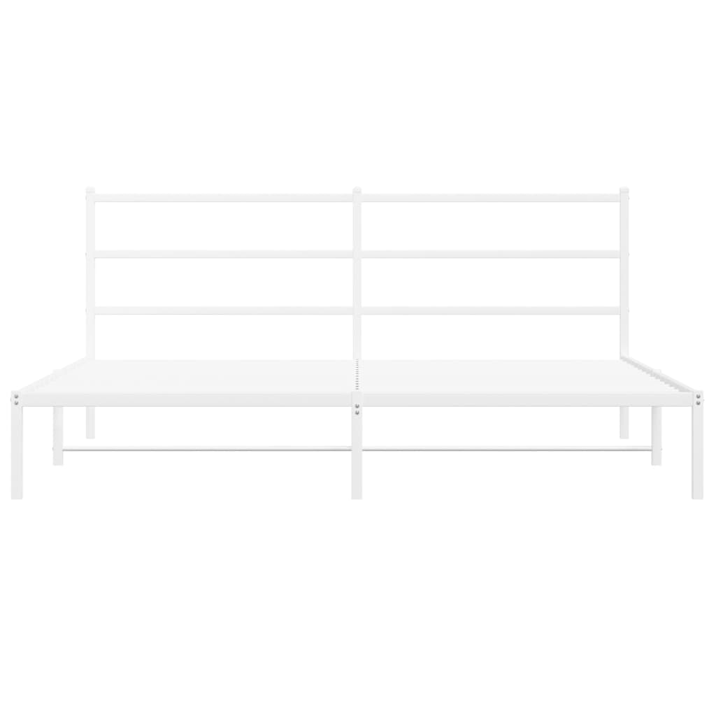 Metal Bed Frame without Mattress with Headboard White 193x203cm