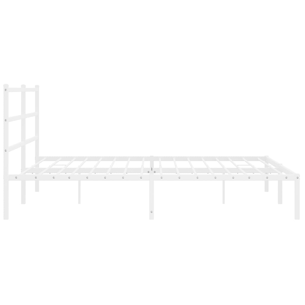 Metal Bed Frame without Mattress with Headboard White 193x203cm