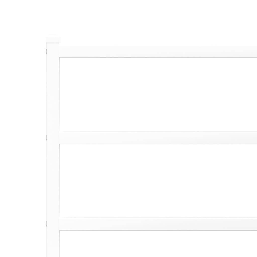 Metal Bed Frame without Mattress with Headboard White 193x203cm