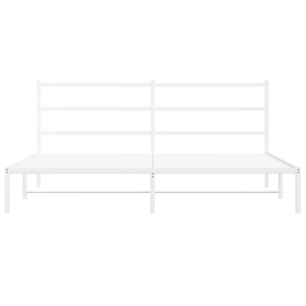 Metal Bed Frame without Mattress with Headboard White 200x200cm