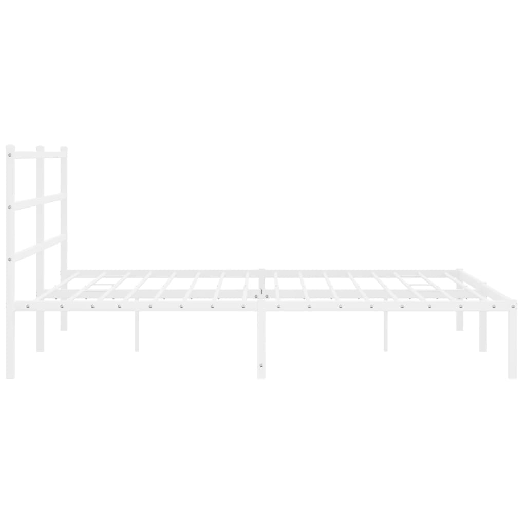 Metal Bed Frame without Mattress with Headboard White 200x200cm