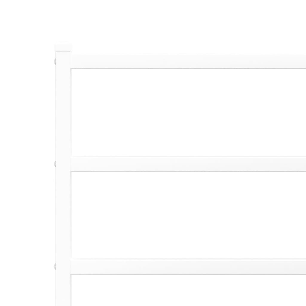 Metal Bed Frame without Mattress with Headboard White 200x200cm