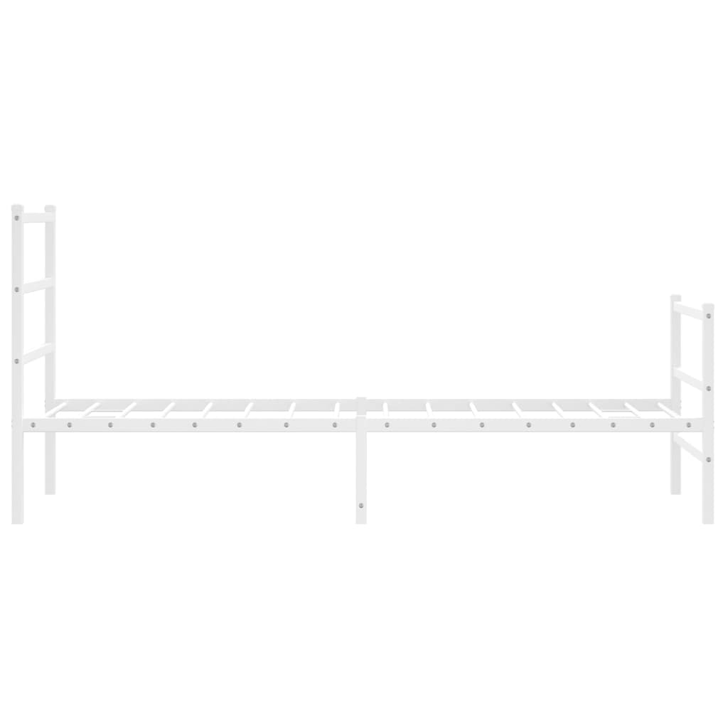 Metal Bed Frame without Mattress with Footboard White 75x190cm