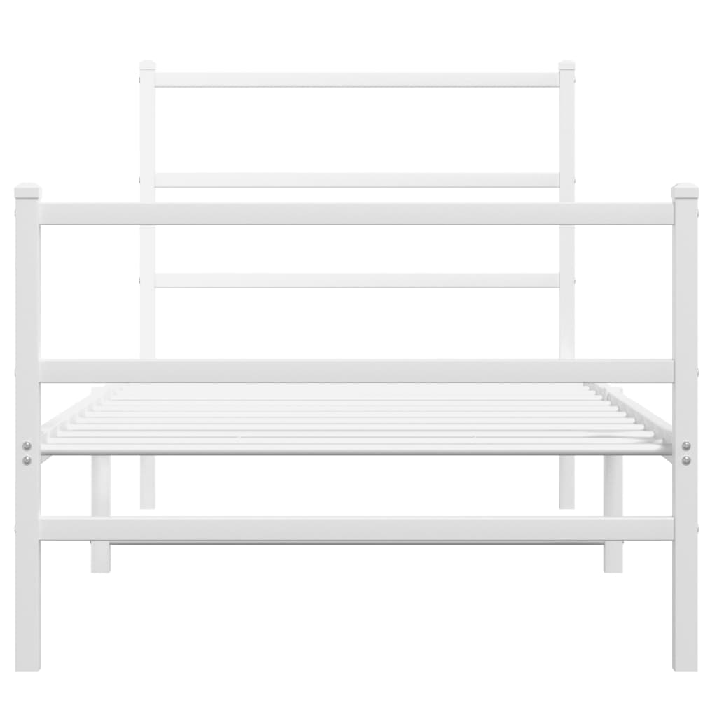 Metal Bed Frame without Mattress with Footboard White 90x200cm