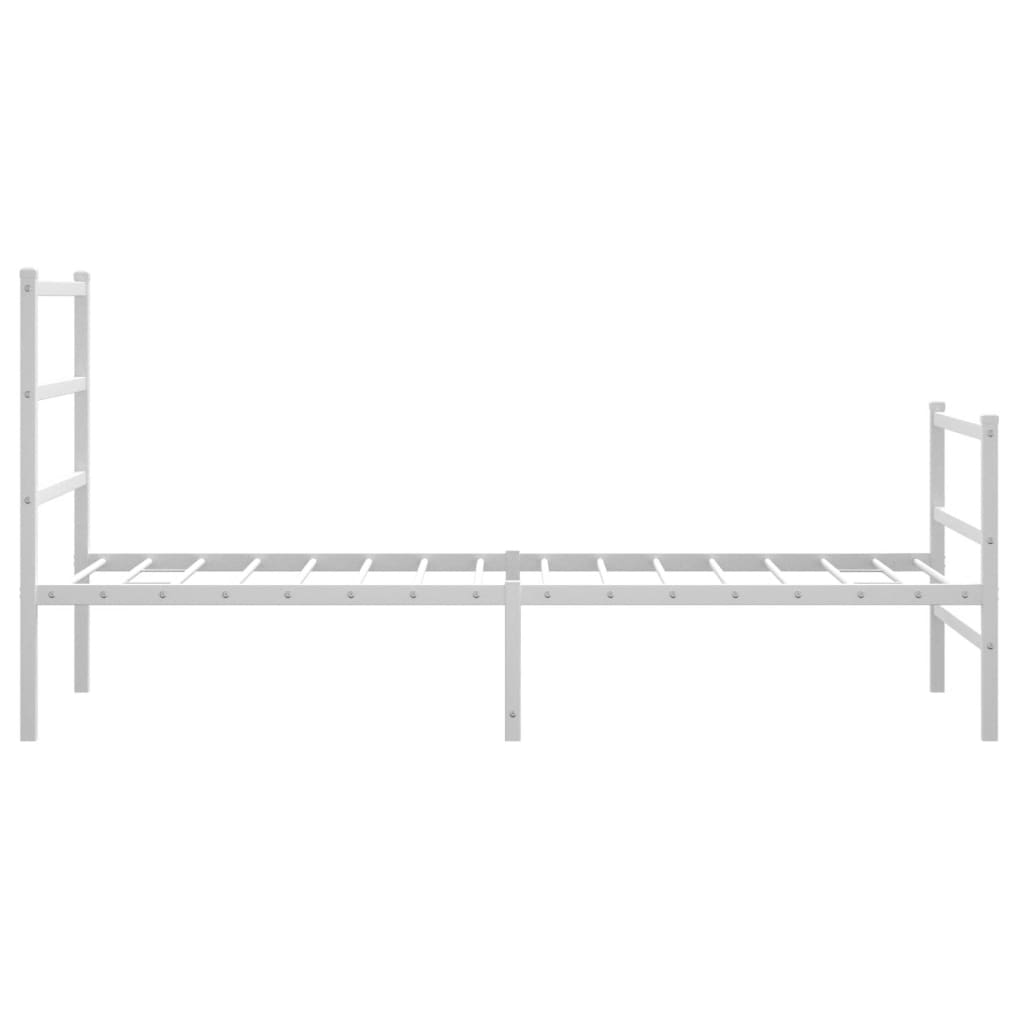 Metal Bed Frame without Mattress with Footboard White 90x200cm