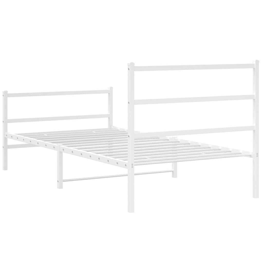 Metal Bed Frame without Mattress with Footboard White 100x200cm