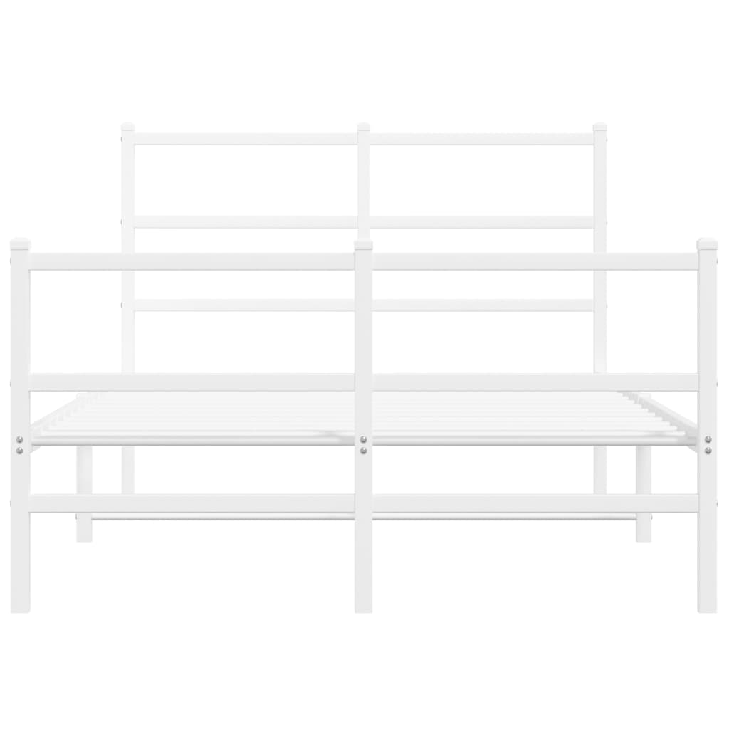 Metal Bed Frame without Mattress with Footboard White 120x190cm