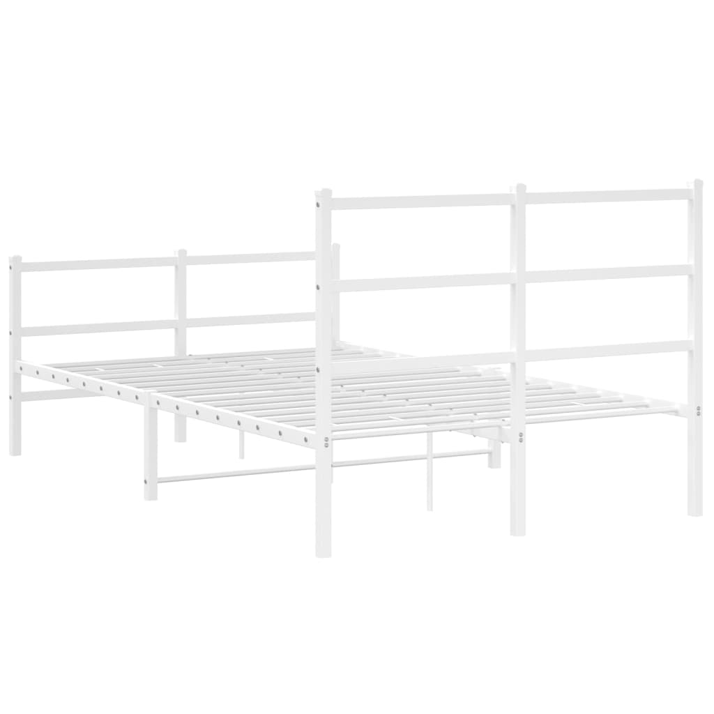 Metal Bed Frame without Mattress with Footboard White 120x190cm