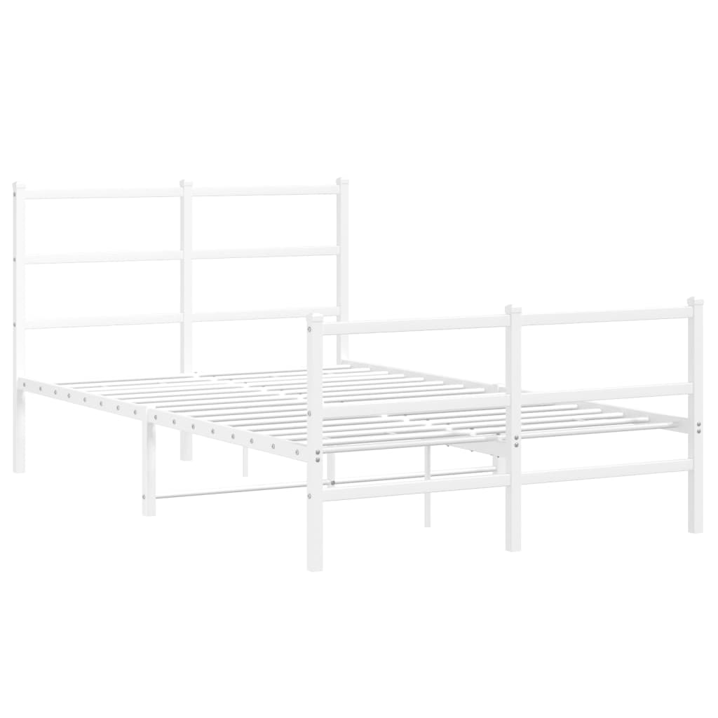 Metal Bed Frame without Mattress with Footboard White 120x200cm
