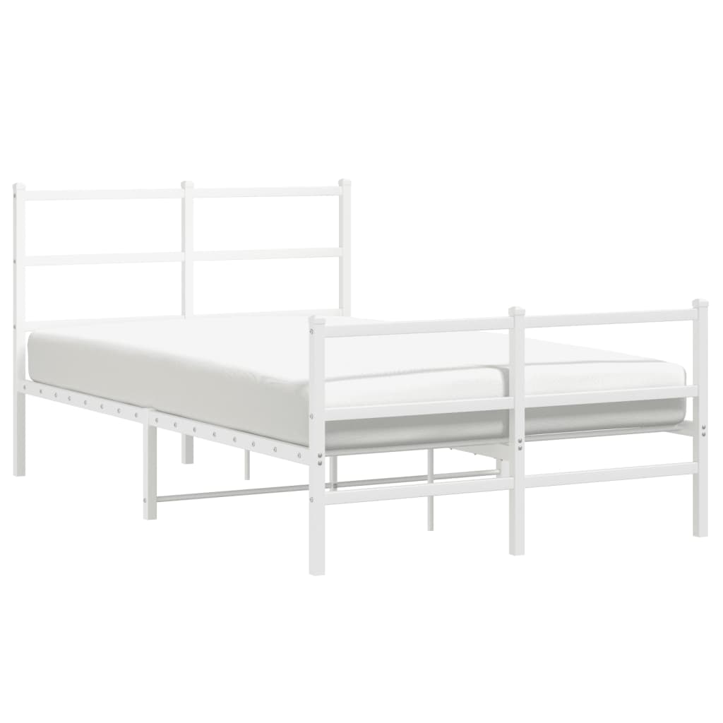 Metal Bed Frame without Mattress with Footboard White 120x200cm