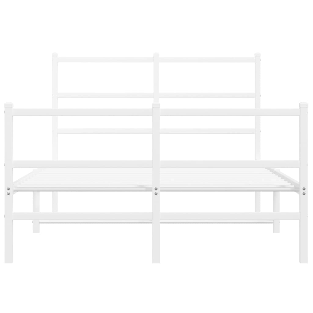 Metal Bed Frame without Mattress with Footboard White 120x200cm