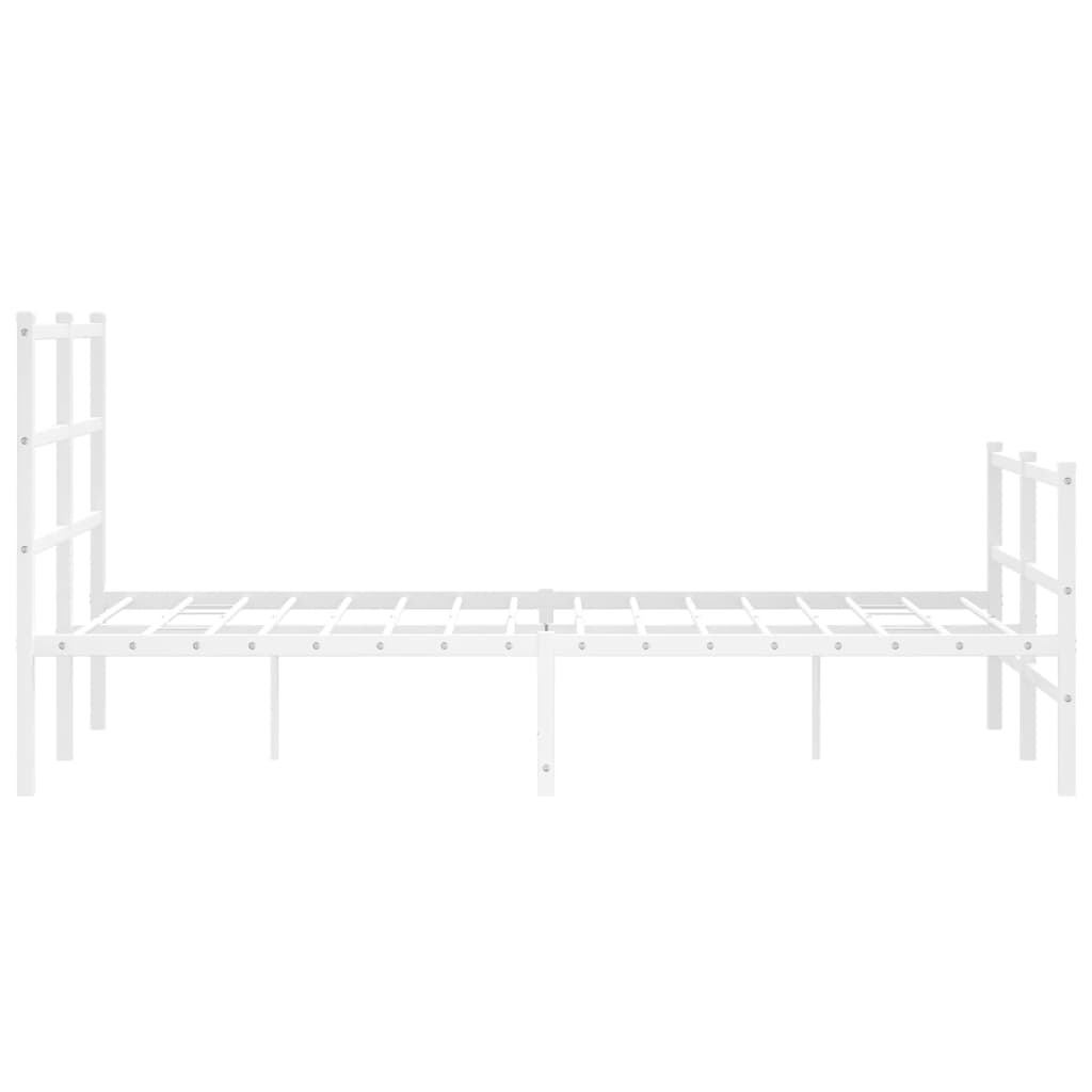 Metal Bed Frame without Mattress with Footboard White 120x200cm