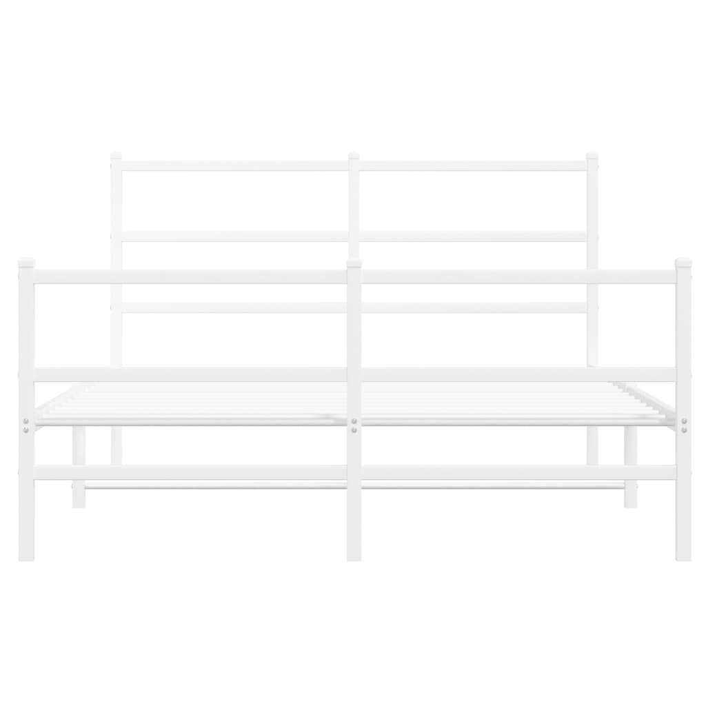 Metal Bed Frame without Mattress with Footboard White 135x190cm