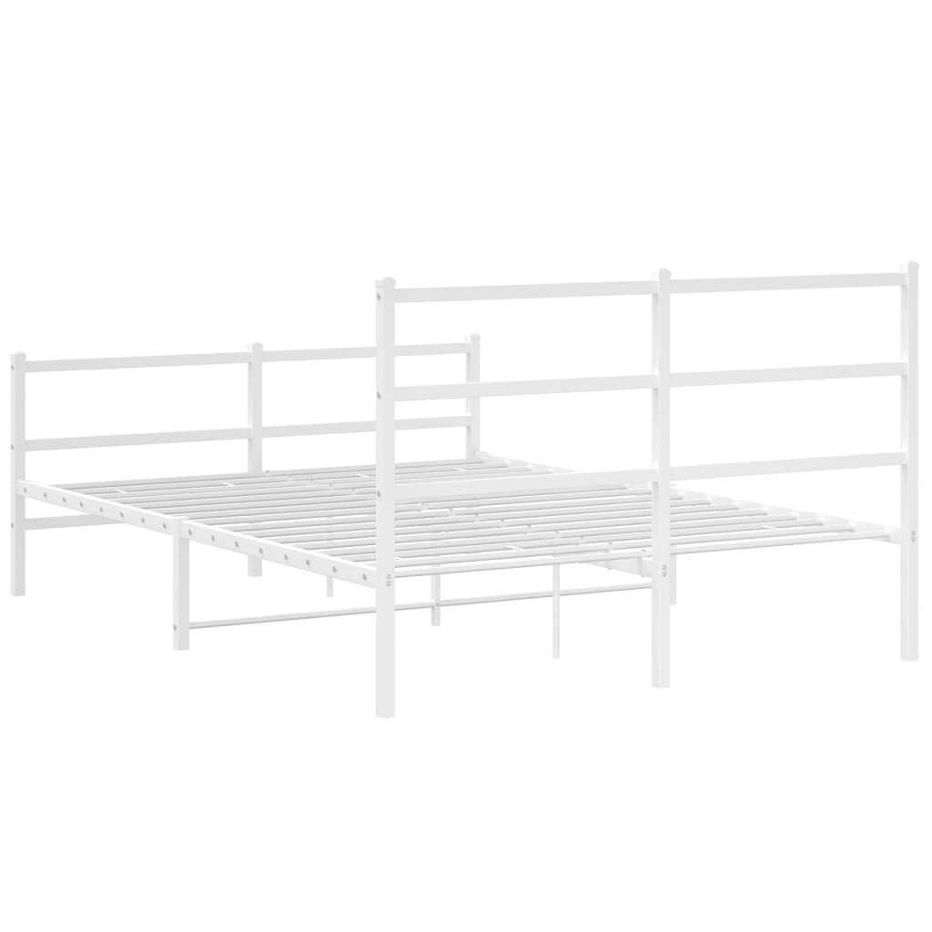 Metal Bed Frame without Mattress with Footboard White 135x190cm