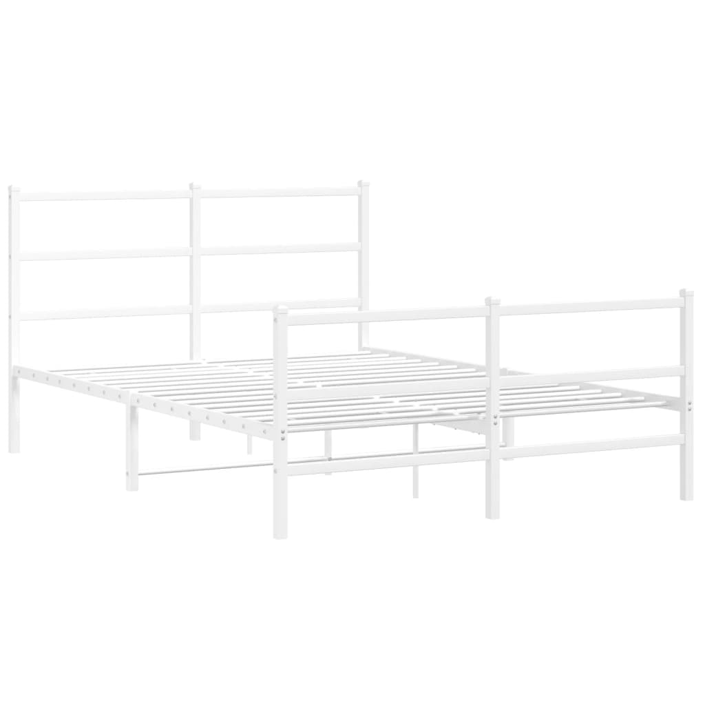 Metal Bed Frame without Mattress with Footboard White 140x190cm