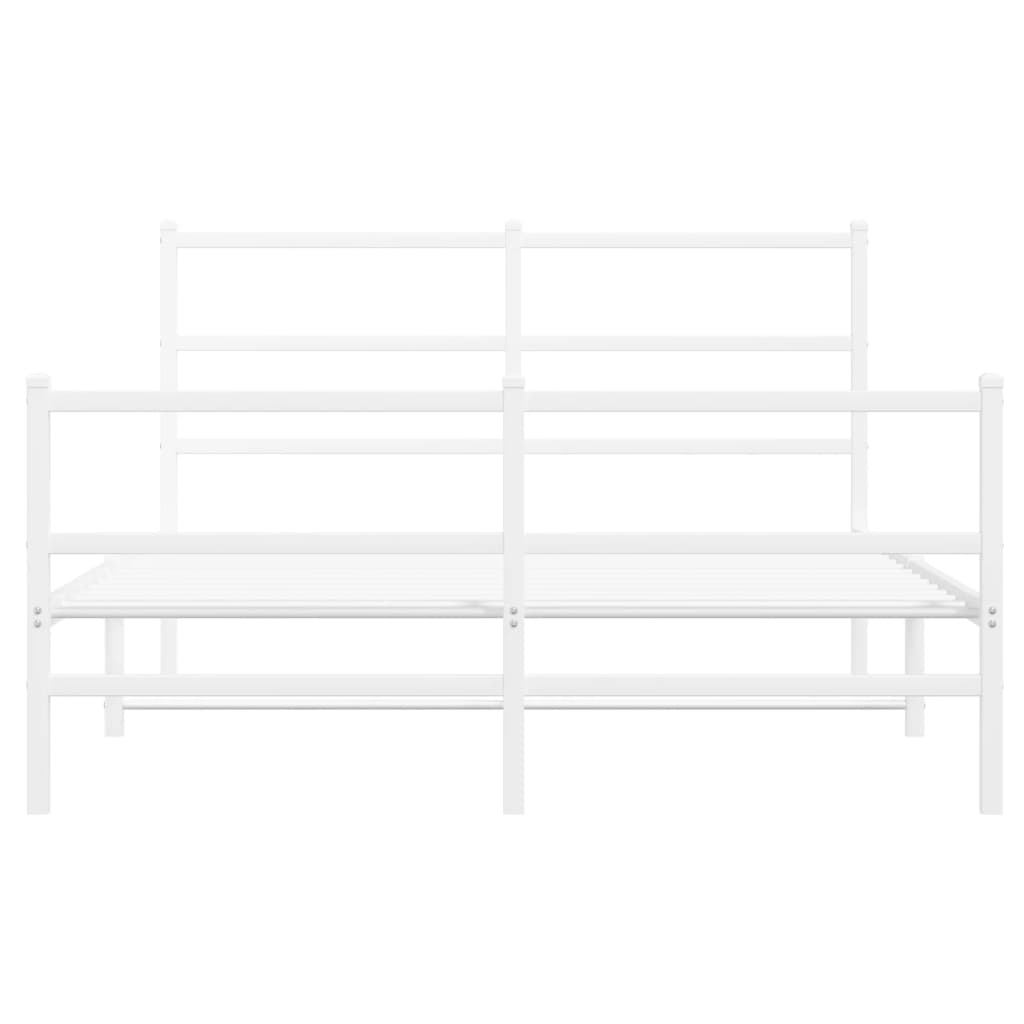 Metal Bed Frame without Mattress with Footboard White 140x190cm