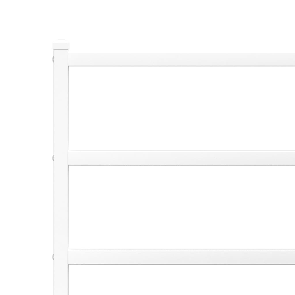 Metal Bed Frame without Mattress with Footboard White 140x190cm