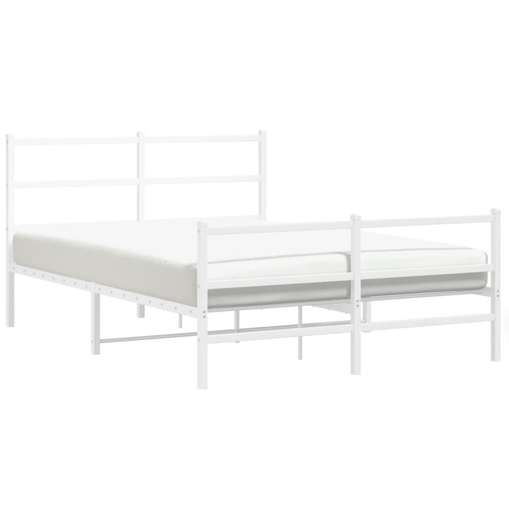 Metal Bed Frame without Mattress with Footboard White 140x200cm