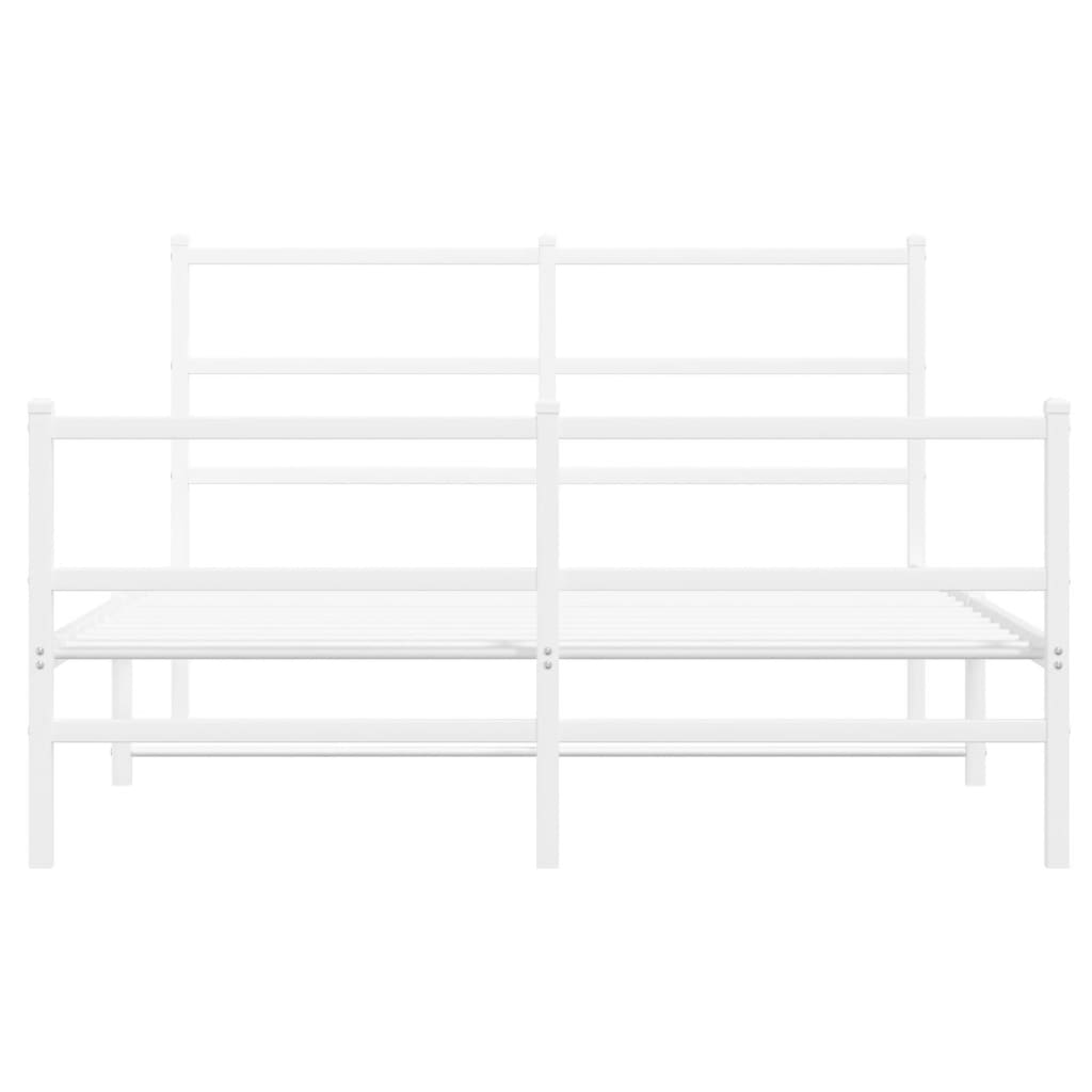 Metal Bed Frame without Mattress with Footboard White 140x200cm