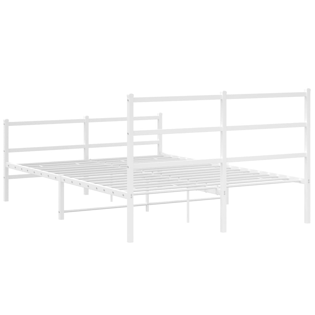 Metal Bed Frame without Mattress with Footboard White 140x200cm