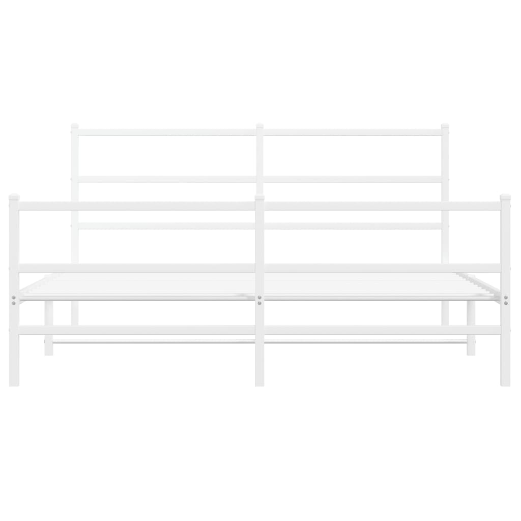 Metal Bed Frame without Mattress with Footboard White 150x200cm