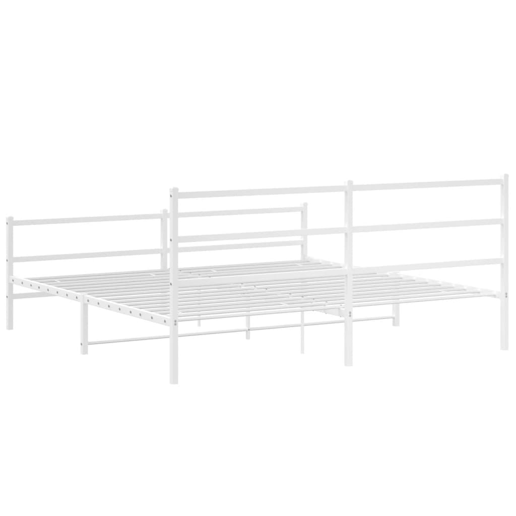 Metal Bed Frame without Mattress with Footboard White 183x213cm