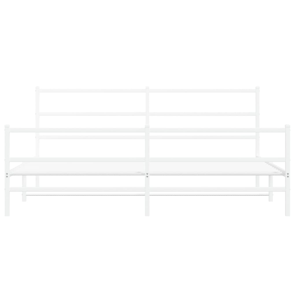 Metal Bed Frame without Mattress with Footboard White 193x203cm