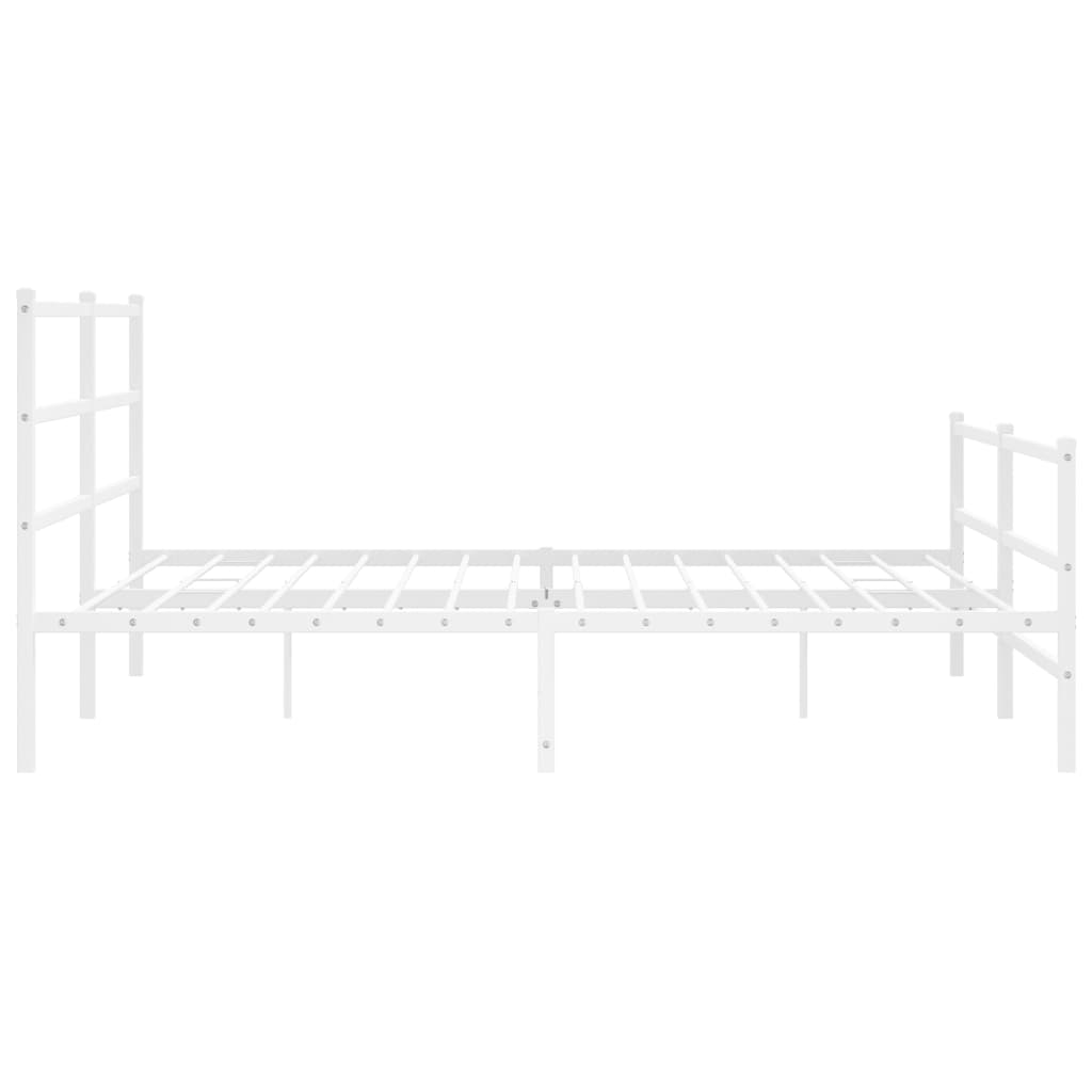 Metal Bed Frame without Mattress with Footboard White 193x203cm