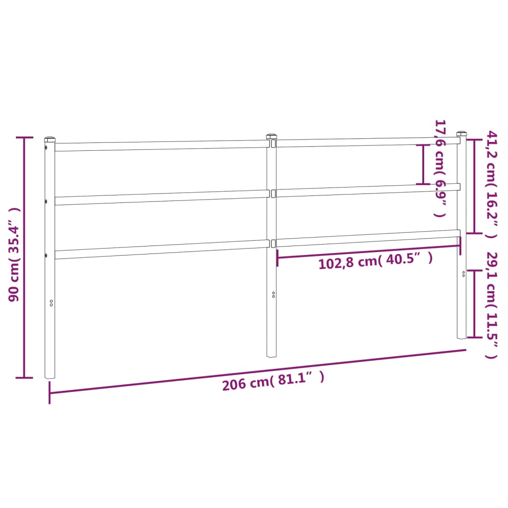 Metal Headboard White 200 cm