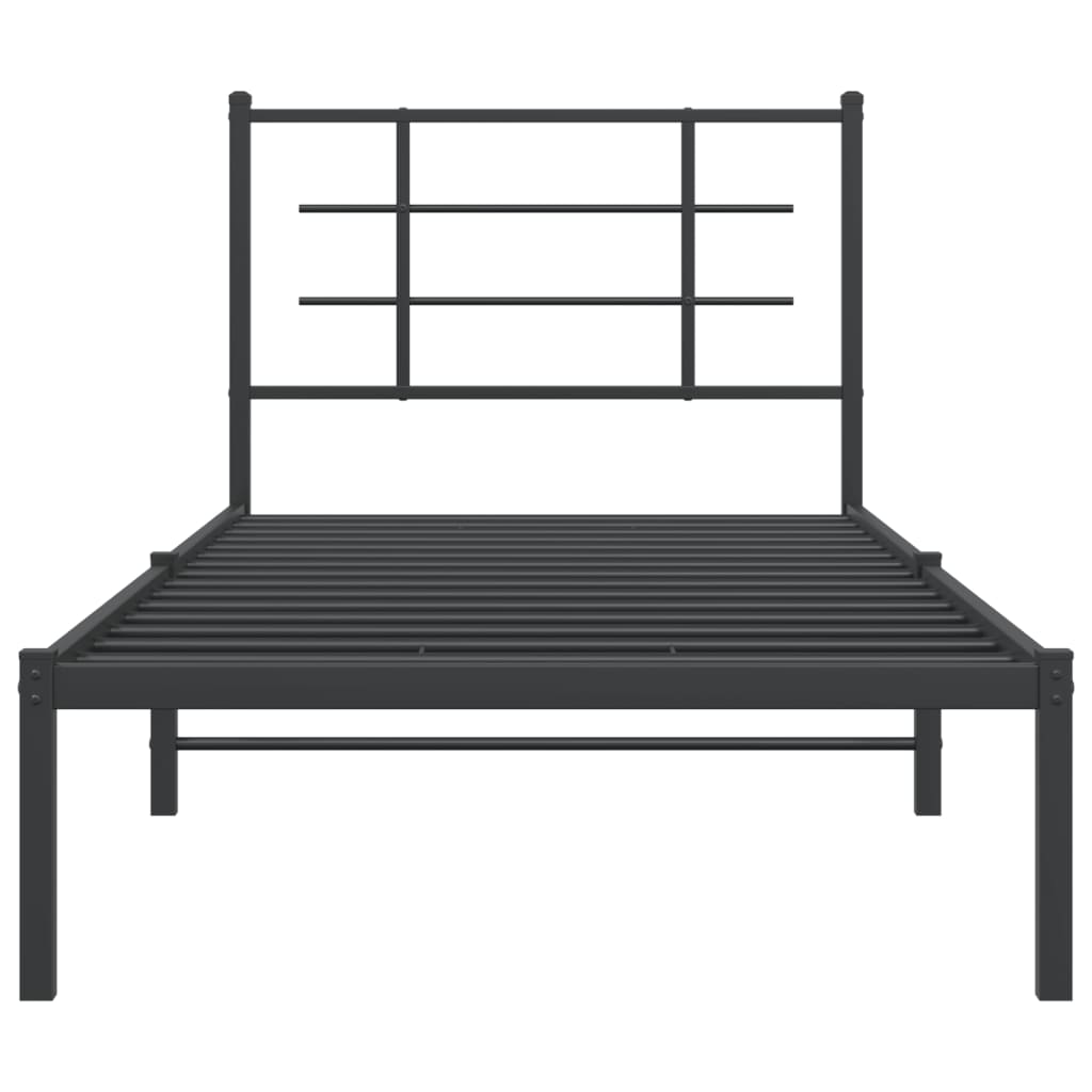 Metal Bed Frame without Mattress with Headboard Black 90x200cm